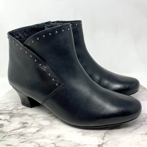hotter Shoes - Hotter Dallas Micro Studs Leather Heeled Comfort Boots 10 Neutral Edgy Classic